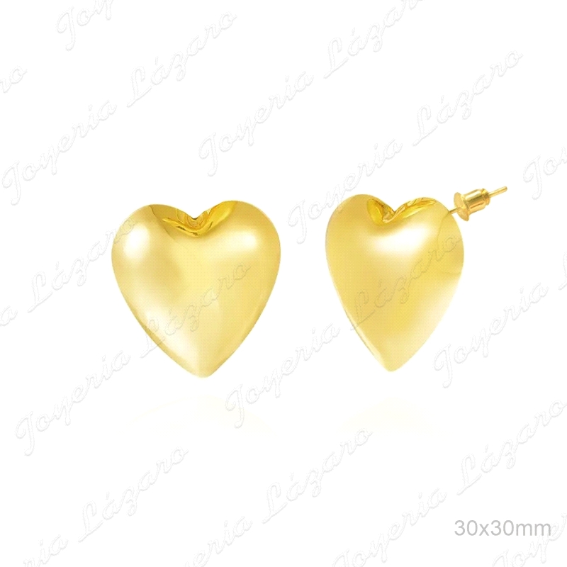 PEND. LAON CHAPADO ORO CORAZONES 30X30 C. PRESION SILICONA