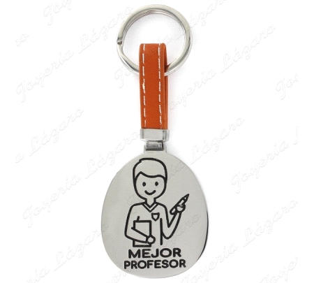 LLAVERO ACERO/PIEL MARRON MEJOR PROFESOR