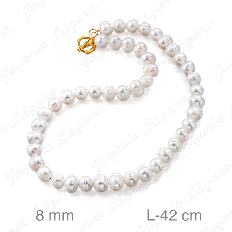 GARGANTILLA ACERO PERLAS CIERRE B.ORO