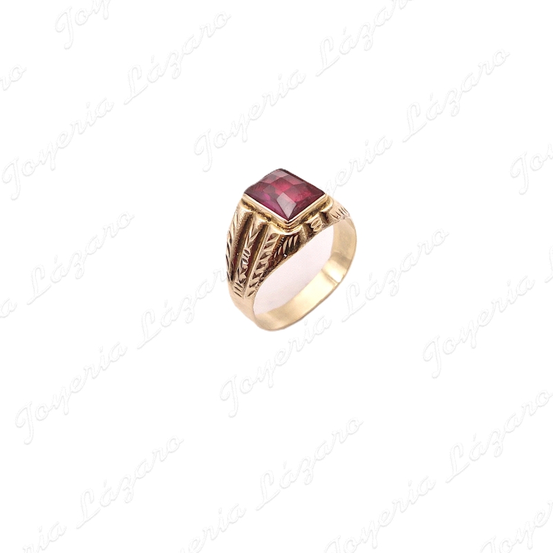 SORTIJA ORO 18KT SEMINUEVO DAMERO ROJO