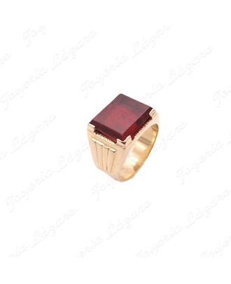 SORTIJA ORO 18KT OCASION DAMERO ROJO PIEDRA 15X13