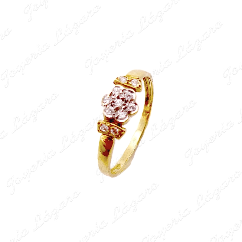 SORTIJA ORO 18KT OCASION FLOR CIRCONITAS BOCELADAS