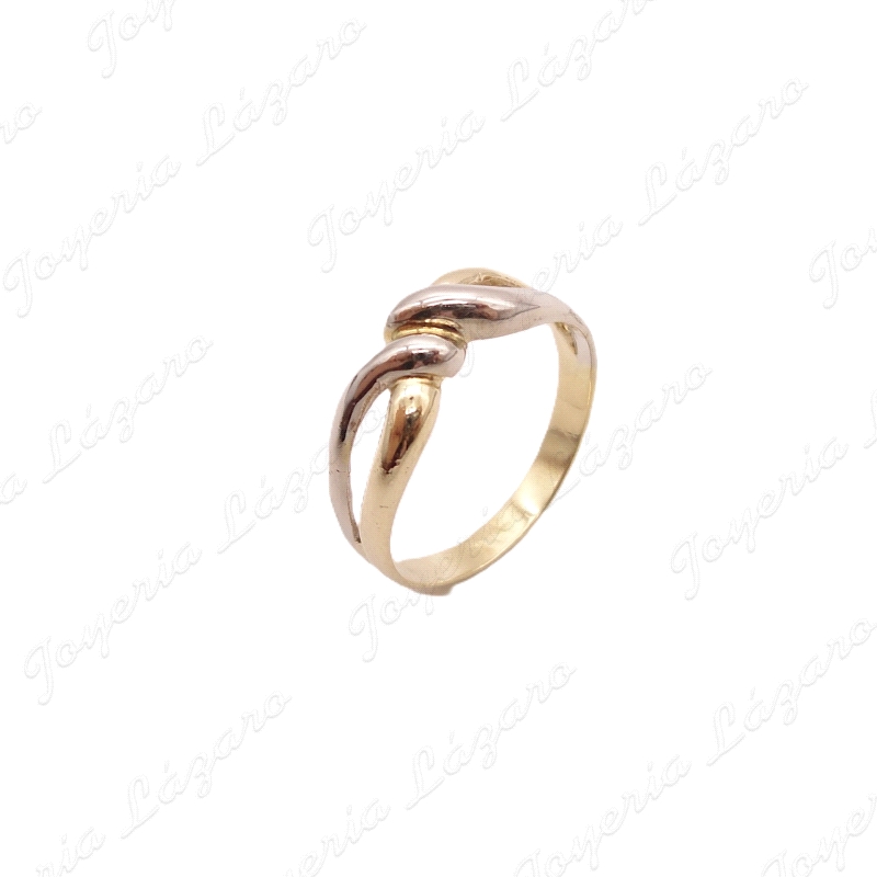 SORTIJA ORO 18KT SEMINUEVO BICOLOR 2 BANDAS ANUDADAS