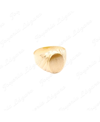 SORTIJA ORO 18KT OCASION SELLO LIGERO CABEZA OVAL CANTOS SURCOS