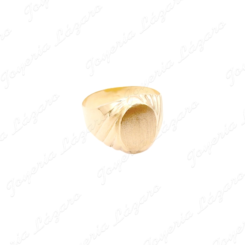 SORTIJA ORO 18KT OCASION SELLO LIGERO CABEZA OVAL CANTOS SURCOS