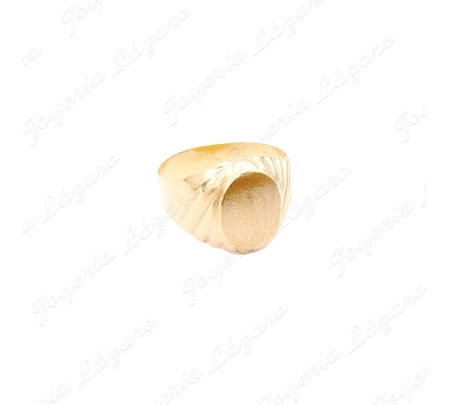 SORTIJA ORO 18KT OCASION SELLO LIGERO CABEZA OVAL CANTOS SURCOS