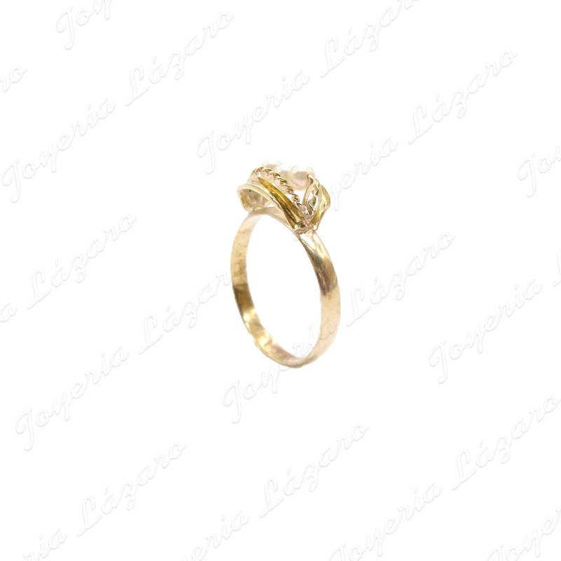 SORTIJA ORO 18KT OCASION 3 perlitas  pasadas