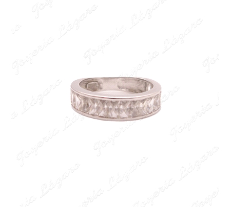 SORTIJA ORO 18KT BLANCO OCASION, 1/2 ALIANZA CIRCO BAGUETTE EN CARRIL