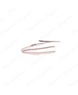 PULSERA ORO 18KT BLANCO OCASION RIGIDA /BISAGRA 3 BANDAS, 1 CON CIRCO.