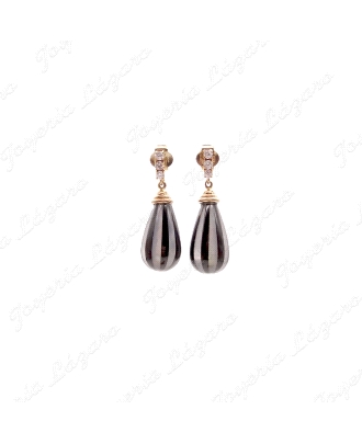PEND. LARGOS ORO 18KT OCASION GOTA CRISTAL B/N A RAYAS C, PRES.