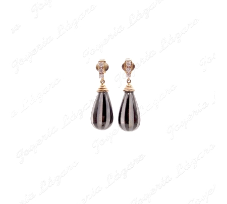 PEND. LARGOS ORO 18KT OCASION GOTA CRISTAL B/N A RAYAS C, PRES.