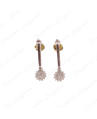 PEND. LARGOS ORO 18KT BLANCO OCASION TUBO CUADRADO  ROSETON CIRCO G AR