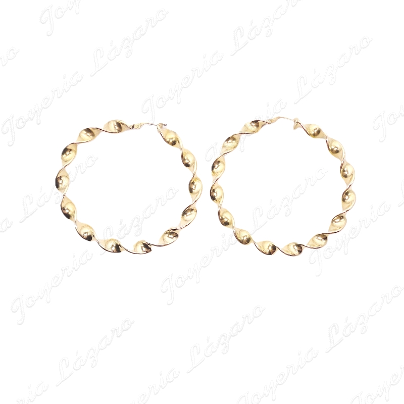 PEND. AROS ORO 18KT OCASION RIZADOS  7MMX52 INT.