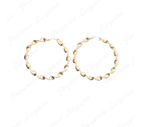PEND. AROS ORO 18KT OCASION RIZADOS  7MMX52 INT.