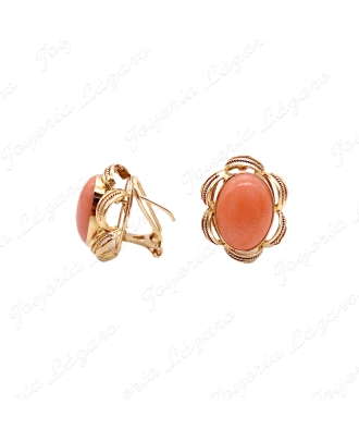 PEND. ORO 18KT SEMINUEVOS ARQUILLO+CABUJON CORAL FINO 10X14MM  C. OMEG