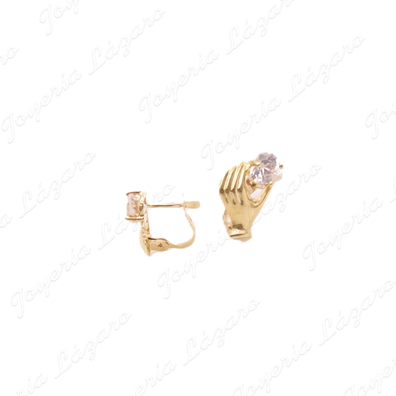 PEND. ORO 18KT SEMINUEVOS MANO CON CIRCONITA CORAZON C. CAT.