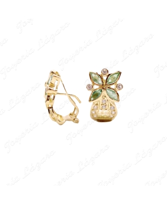PEND. ORO 18KT SEMINUEVOS FLOR ESMERALDA+CIRCO, C. OMEGA