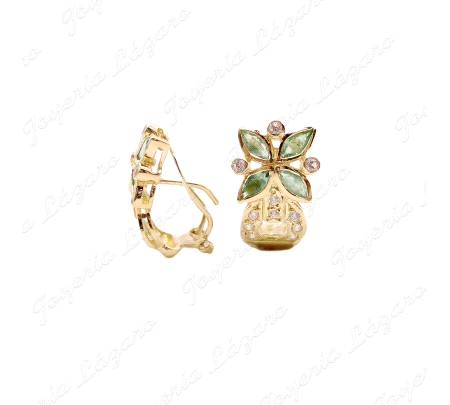 PEND. ORO 18KT SEMINUEVOS FLOR ESMERALDA+CIRCO, C. OMEGA