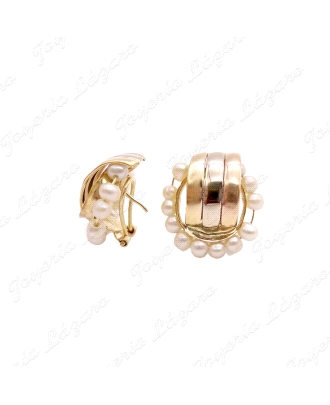PEND. ORO 18KT OCASION TRICOLOR CONCHA CON CERCO BOLITAS PERLAS  C. OM