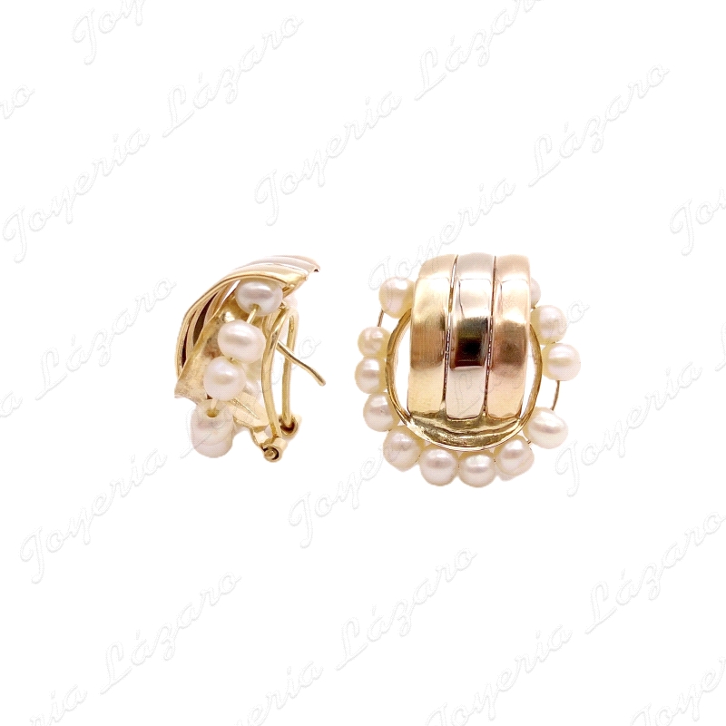 PEND. ORO 18KT OCASION TRICOLOR CONCHA CON CERCO BOLITAS PERLAS  C. OM