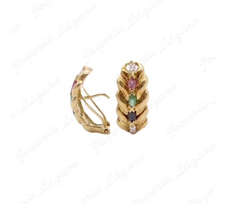 PEND. ORO 18KT OCASION HOJA CON PIEDRA FINA MARQUESE 4COLORES C. OMEGA