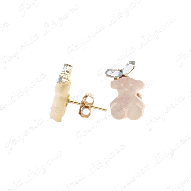 PEND. ORO 18KT OCASION tous osito nácar+aguamarina c. pres.