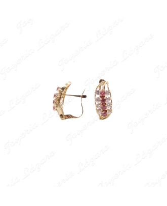 PEND. ORO 18KT OCASION HOJA VERTICAL CIRCOS. ROJO Y BLANCO