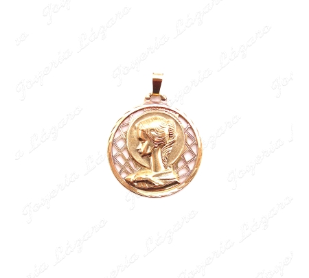 MEDALLA ORO 18KT OCASION VIRGEN NIÑA/BUSTO MUJER