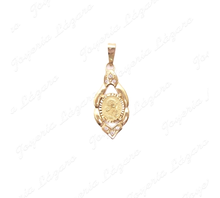 MEDALLA ORO 18KT OCASION OVALADA CENTRO SILUETA MADRE Y BEBE