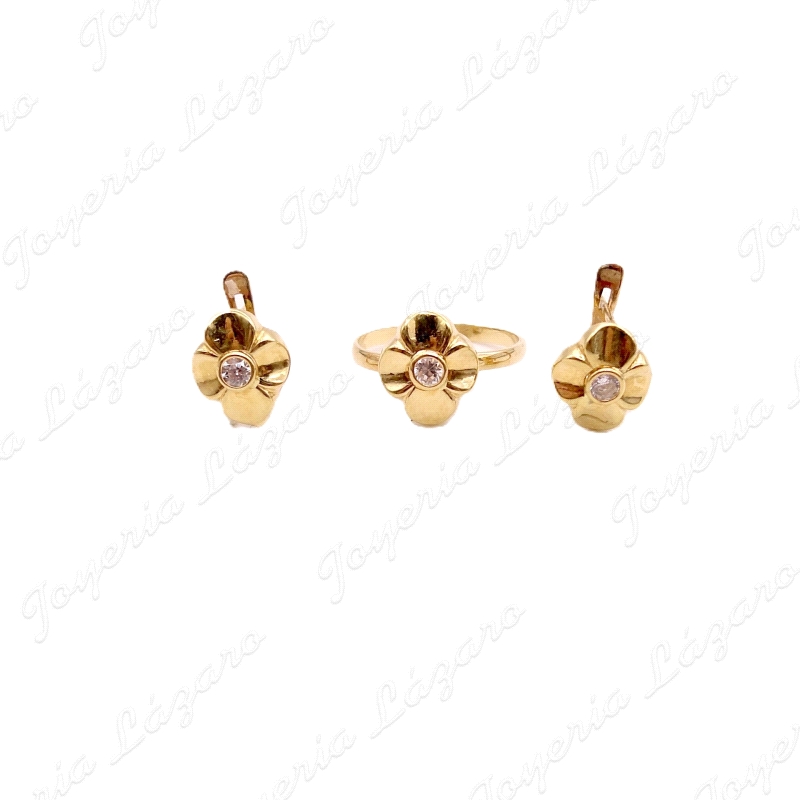 JUEGOS ORO 18KT SEMINUEVO PEN C. CAT+SORT, FLOR CIRCO CENTRO