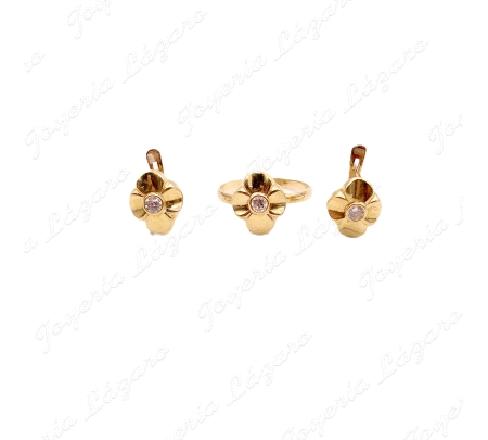 JUEGOS ORO 18KT SEMINUEVO PEN C. CAT+SORT, FLOR CIRCO CENTRO