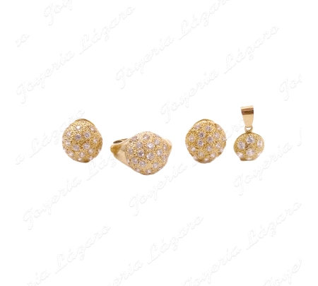 JUEGOS ORO 18KT OCASION PEND+SOR+COLGT 1/2 BOLA CIRCO ENGASTE