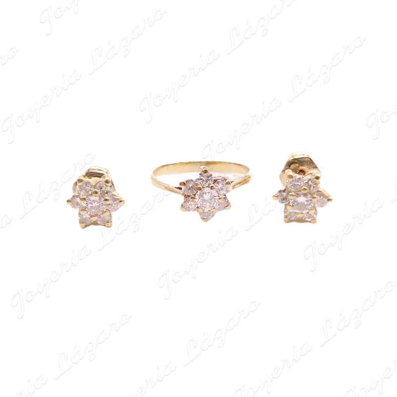 JUEGOS ORO 18KT OCASION SORT+PEND. ROSETON DIAMANTES BRILLANTES