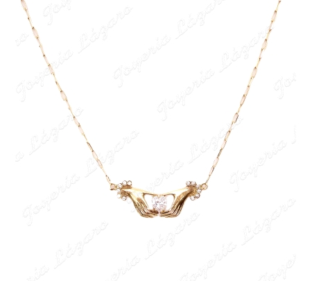 GARGANTILLA ORO 18KT SEMINUEVA MANOS CON CIRCO CORAZON