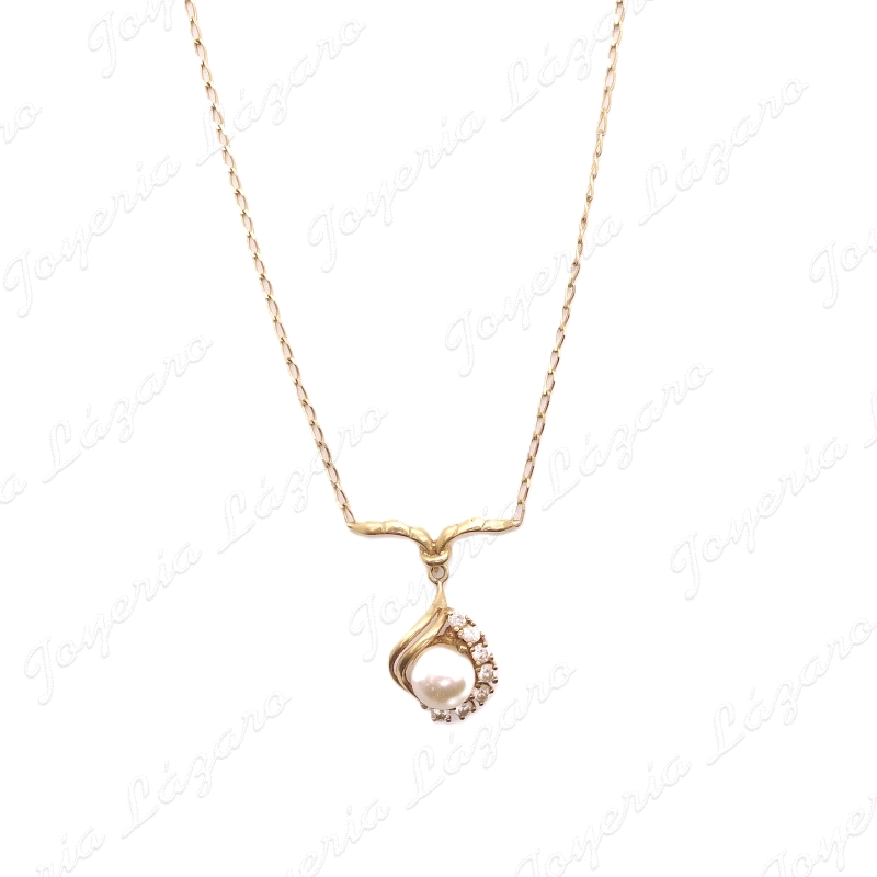 GARGANTILLA ORO 18KT OCASION  BARBADA MOTIVO CON PERLA +CERCO CIRCO.
