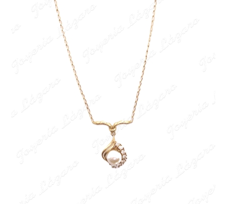 GARGANTILLA ORO 18KT OCASION  BARBADA MOTIVO CON PERLA +CERCO CIRCO.