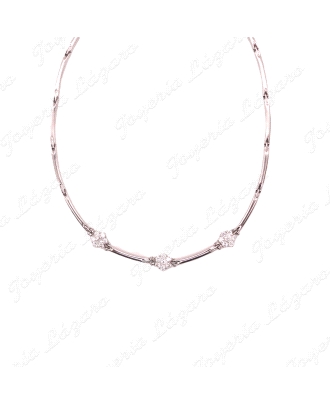 GARGANTILLA ORO BL.18KT OCASION TRES ROSETAS CIRCONITAS