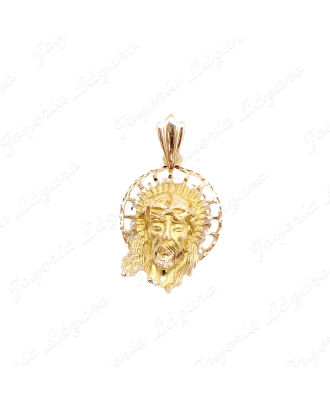 COLGANTE GR. ORO 18KT OCASION SANTO ROSTRO CON AURA CALADA 23X29MM