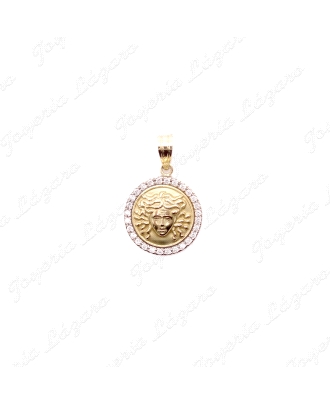 COLGANTE GR. ORO 18KT OCASION MEDALLON MEDUSA BISEL CIRCO 22M