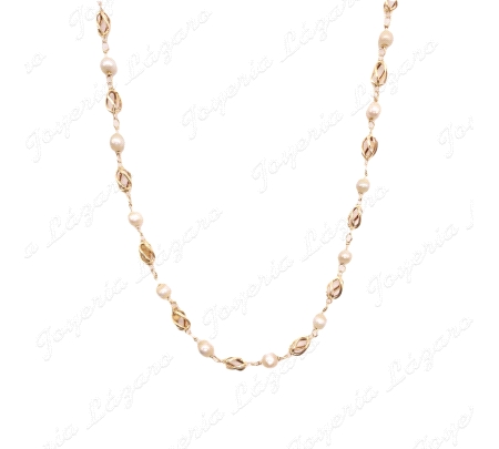 COLLAR ORO 18KT OCASION PERLITAS REDONDAS+JAULAS