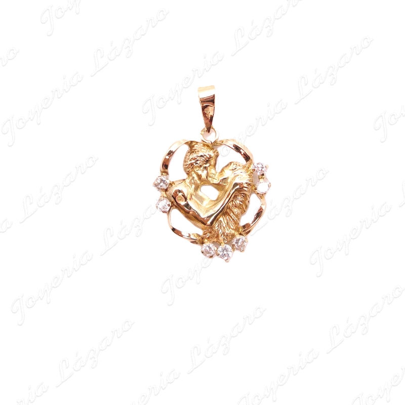 COLGANTE ORO 18KT SEMINUEVO 20MM ENAMORADOS BESANDOSE CERCO CIRCO