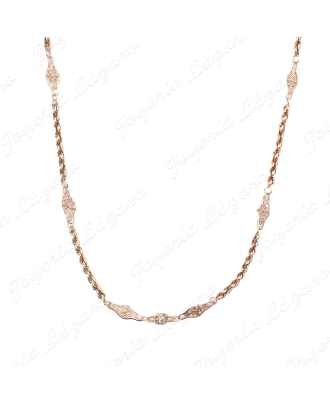 CADENA 50 CM. ORO 18KT OCASION MIXTA CORDON+ROMBOS CALADOS