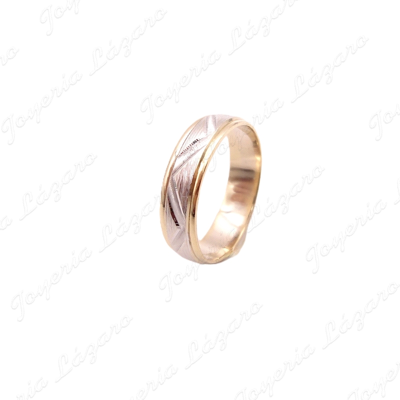 ALIANZA ORO 18KT SEMINUEVA 5MM BICOLOR ZIG ZAG