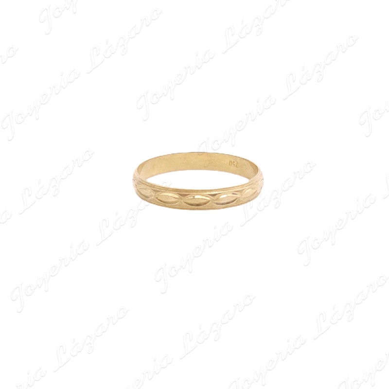 ALIANZA ORO 18KT OCASION 3MM TALLADO OVALOS