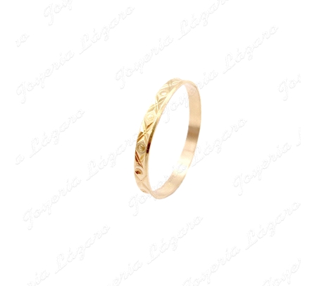 ALIANZA ORO 18KT OCASION 3MM TALLADO X Y CIRCULO