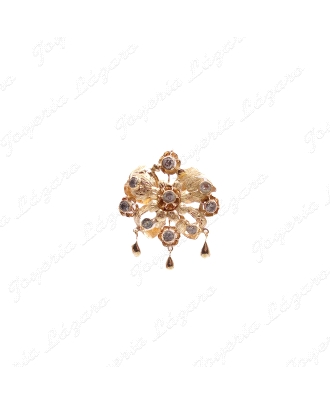BROCHE ORO 18KT OCASION ROSETON FILIGRANA CORDOBESA+CIRCOS AGUA Y 3