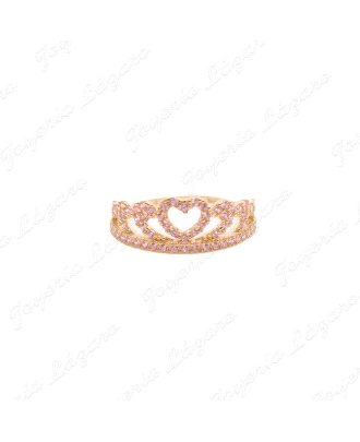 SORTIJA ORO 18 KTS CORONA CORAZON MICROCIRCO ROSAS