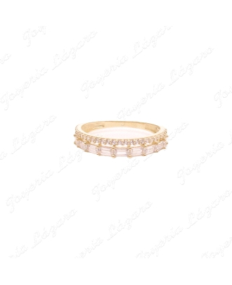 SORTIJA ORO 18 KTS 2 BANDAS CIRCO BAGUETTE+ MICROCIRCO