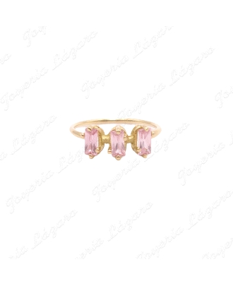 SORTIJA ORO 18 KTS  TRESILLO CIRCO BAGUETTE ROSA