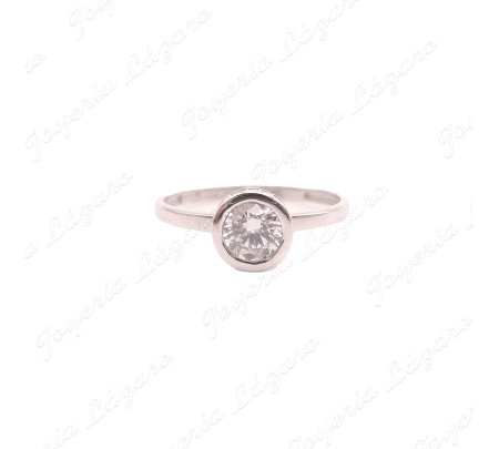 SORTIJA ORO 18 KTS BL. SOLITARIO CIRCO 6MM, FIO MICROCIRCO